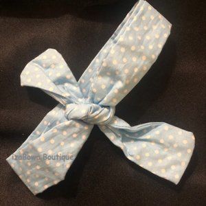 Blue & White Polka Dot Knot Headband  -women's BWKHB  Handmade NWT Boutique